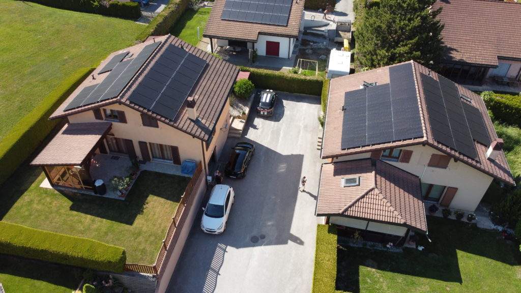Two house with solar panels in Switzerland