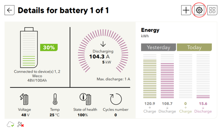 Next3 interface - battery infos