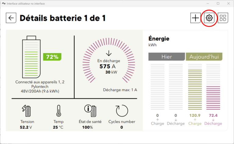 Next3 interface - battery infos