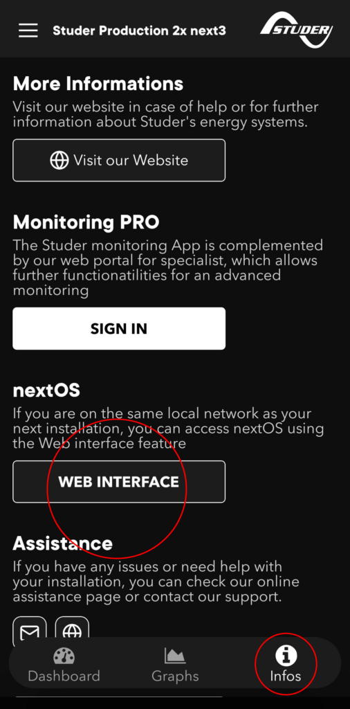 Aplicación de monitoreo Studer